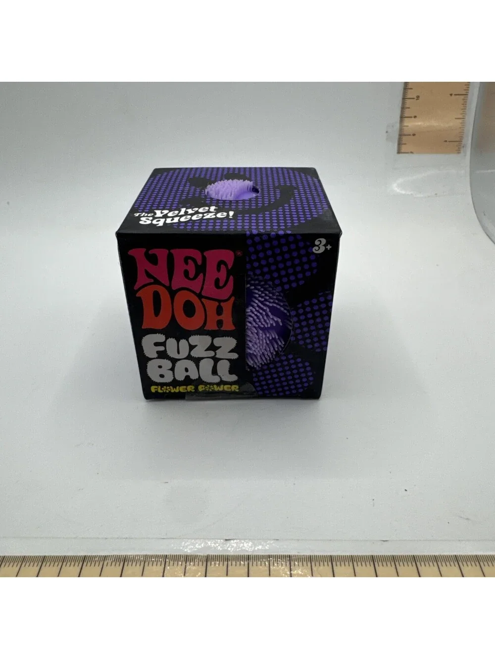 Schylling NeeDoh Fuzz Ball Flower Power Purple Velvet Squeeze Fidget Toy NEW